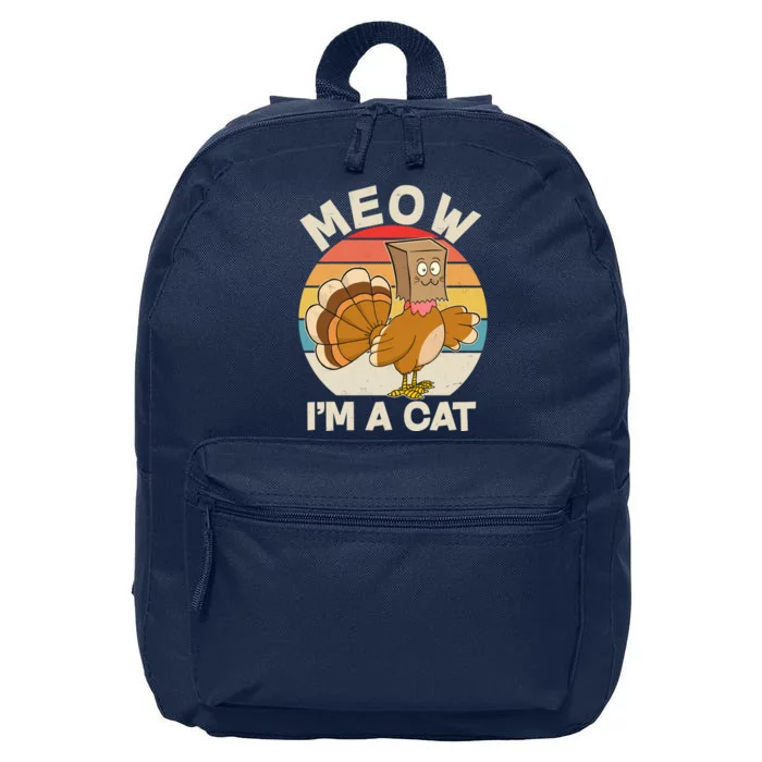 Funny Vintage Thanksgiving Turkey Meow I'm A Cat 16 in Basic Backpack