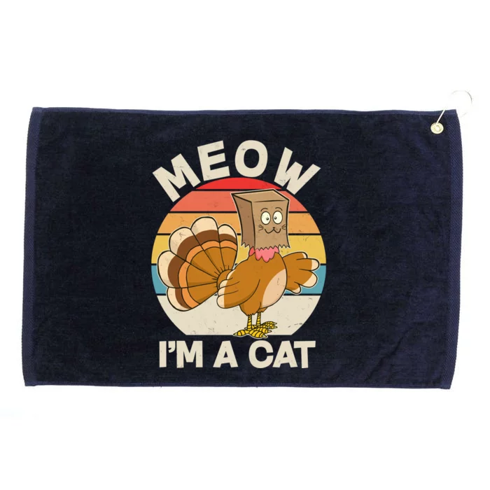 Funny Vintage Thanksgiving Turkey Meow I'm A Cat Grommeted Golf Towel