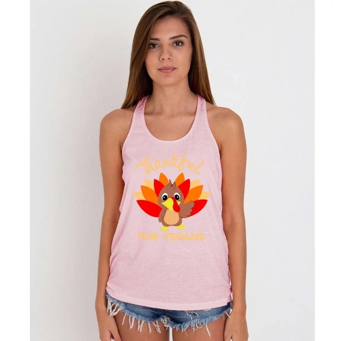 Funny Vegan Turkey Free Thanksgiving Thankful For Vegans Gift Women's Knotted Racerback Tank