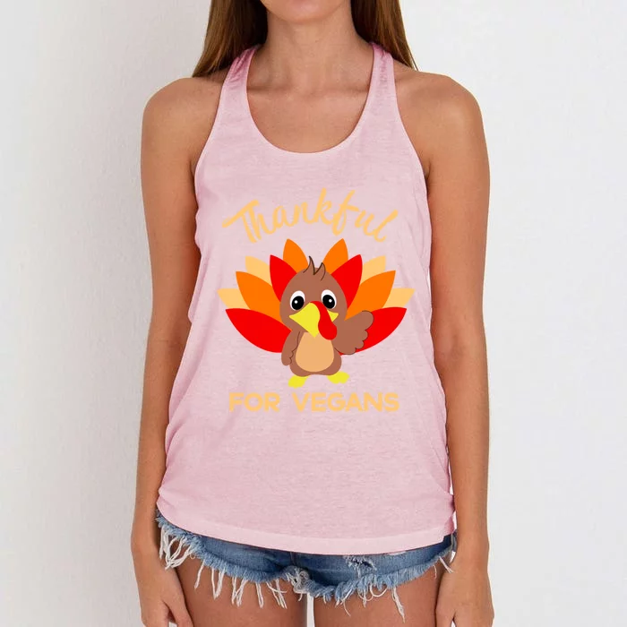 Funny Vegan Turkey Free Thanksgiving Thankful For Vegans Gift Women's Knotted Racerback Tank