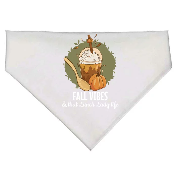 Fall Vibes That Lunch Lady Life Thanksgiving Cafeteria Staff Cool Gift USA-Made Doggie Bandana