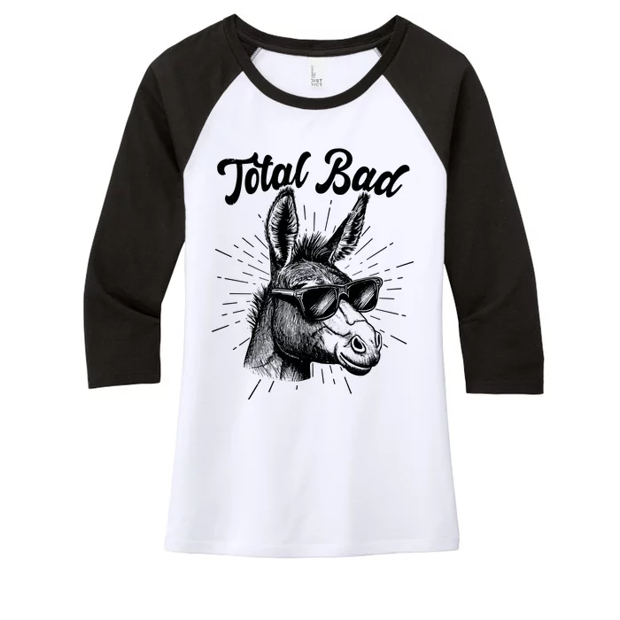 Funny Vintage Total Badass Women's Tri-Blend 3/4-Sleeve Raglan Shirt