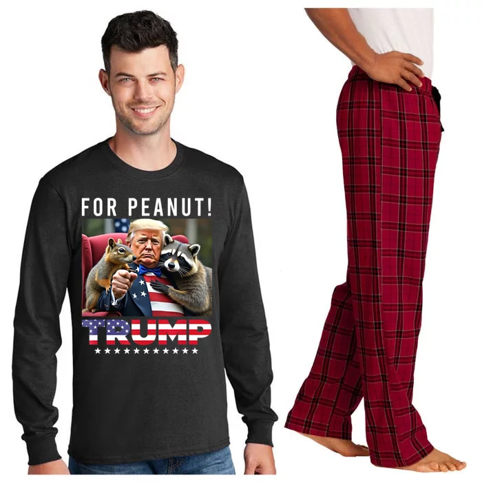 Funny Vote Trump For Peanut The Squirrel American Flag Gift Long Sleeve Pajama Set