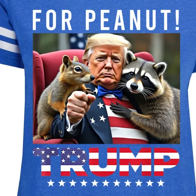 Funny Vote Trump For Peanut The Squirrel American Flag Gift Enza Ladies Jersey Football T-Shirt