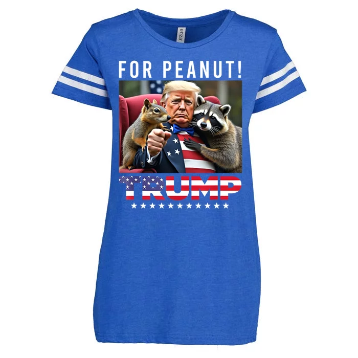 Funny Vote Trump For Peanut The Squirrel American Flag Gift Enza Ladies Jersey Football T-Shirt