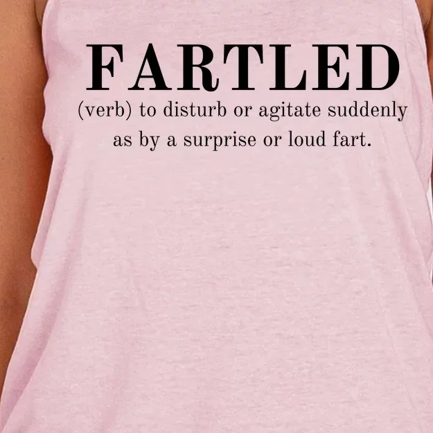 Frartled: Verb To Disturb Or Agitate Suddenly As By A Surprise Or Loud Fart Hu Women's Knotted Racerback Tank