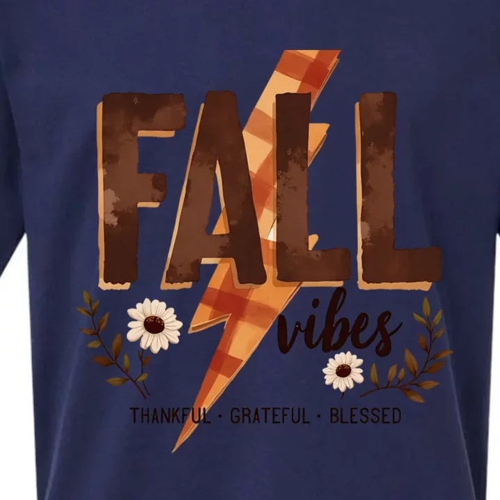 Fall Vibes Thankful Grateful Blessed Cozy Autumn Great Gift Sueded Cloud Jersey T-Shirt