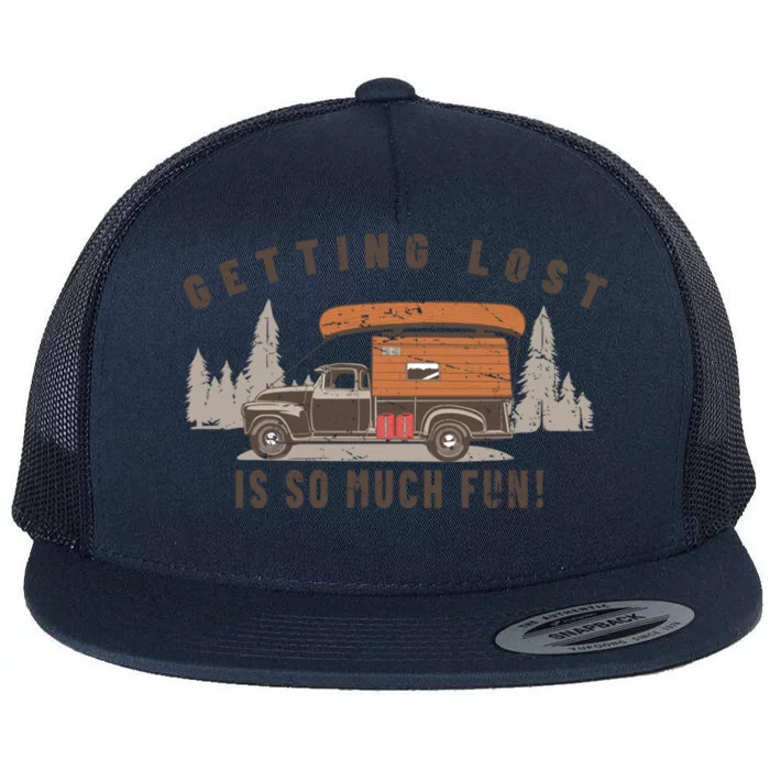 Fun Vintage Truck Camper Canoe Outdoor Nature Camp Lover Gift Flat Bill Trucker Hat