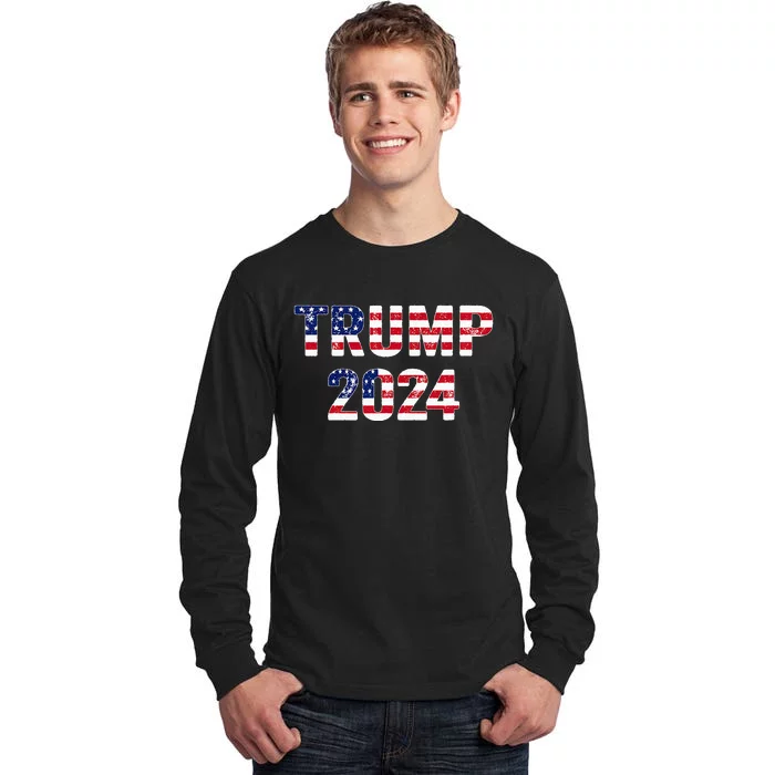 Funny Vintage Trump 2024 Election Tall Long Sleeve T-Shirt