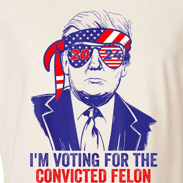 Funny Voting Trump 2024 IM Voting For The Convicted Felon Garment-Dyed Women's Muscle Tee