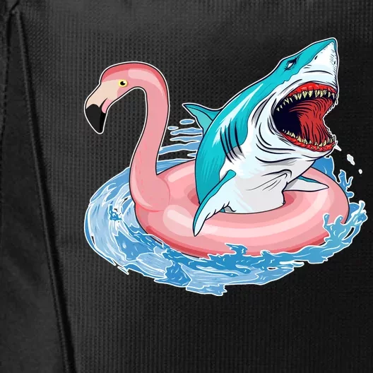 Funny Vacation Time Flamingo SwimTube Shark City Backpack