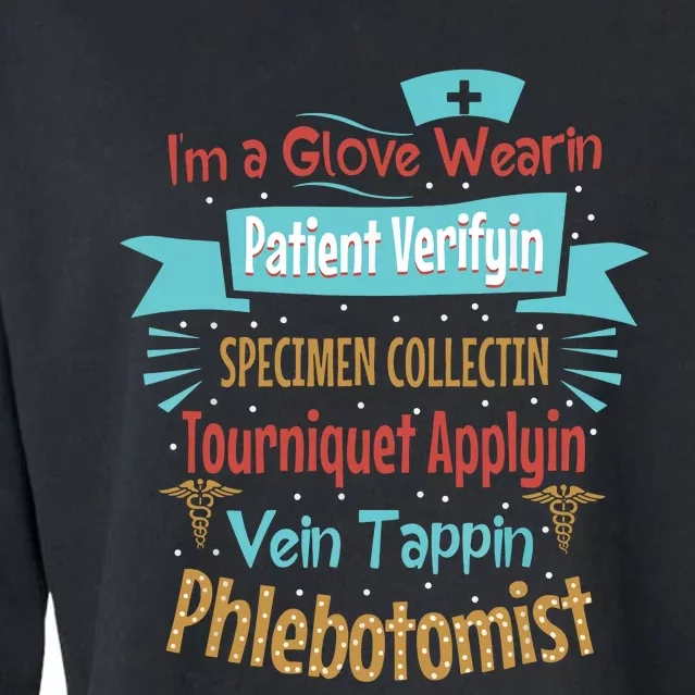 Funny Vein Tapping Phlebotomist Phlebotomy Technician Women Cropped Pullover Crew