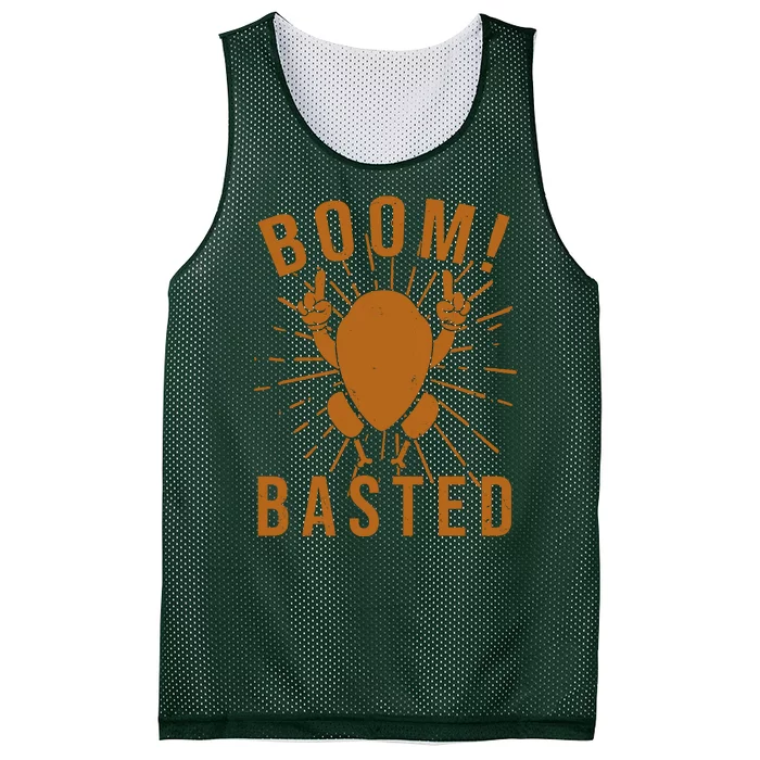 Funny Vintage Thanksgiving Turkey Boom Basted Mesh Reversible Basketball Jersey Tank