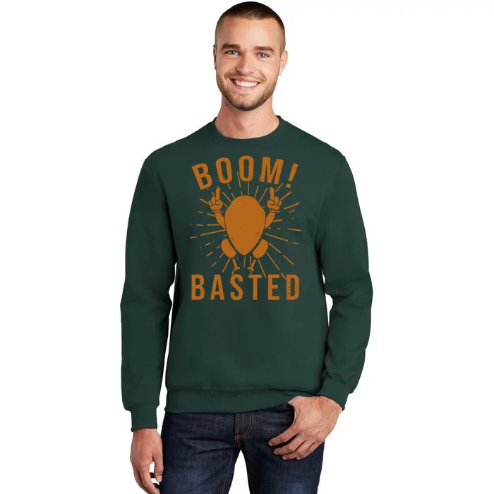 Funny Vintage Thanksgiving Turkey Boom Basted Tall Sweatshirt