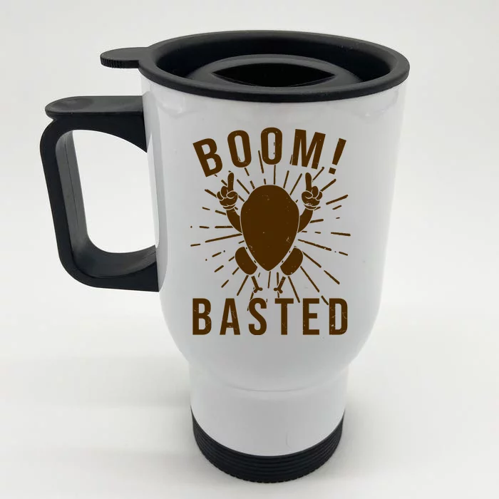 Funny Vintage Thanksgiving Turkey Boom Basted Front & Back Stainless Steel Travel Mug