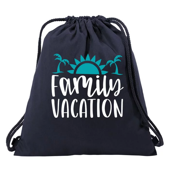 Family Vacation Tropical Beach Travel Drawstring Bag