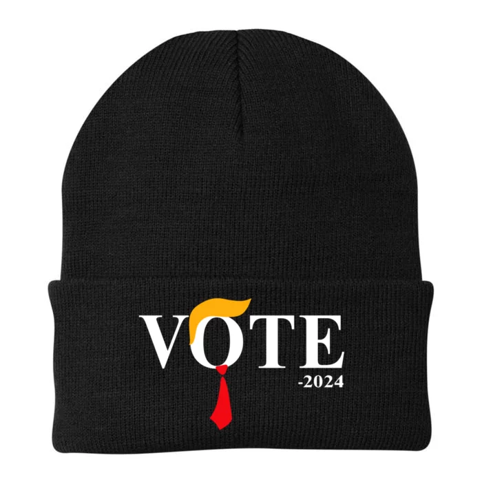 Funny Vote Trump 2024 Hair Tie Knit Cap Winter Beanie