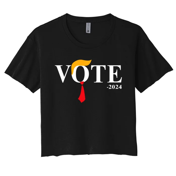 Funny Vote Trump 2024 Hair Tie Women's Crop Top Tee