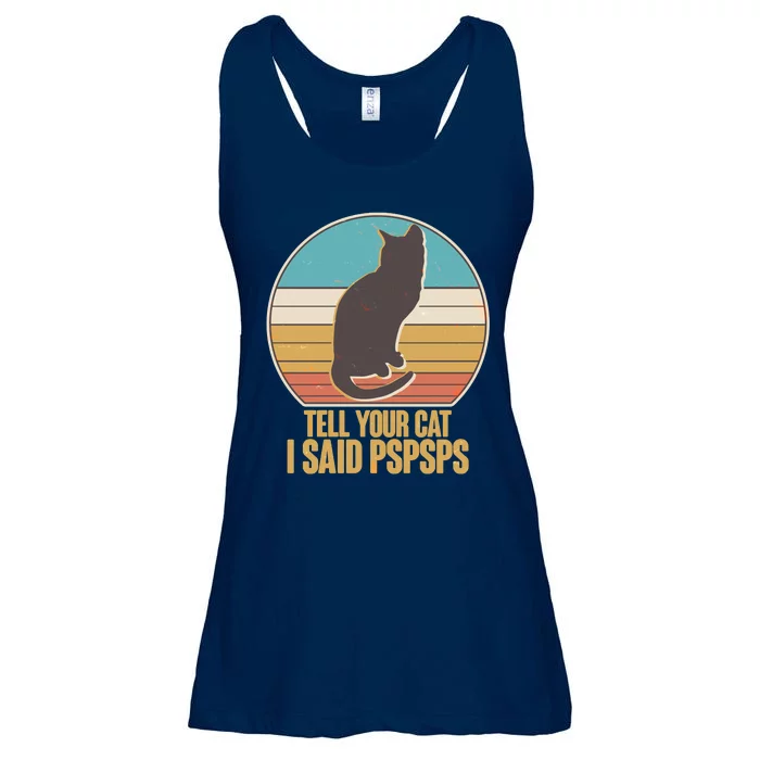 Funny Vintage Tell Your Cat I Said PSPSPS Ladies Essential Flowy Tank