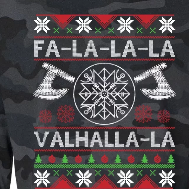 Falalala Valhallala Viking God Ugly Christmas Design Cute Gift Cropped Pullover Crew