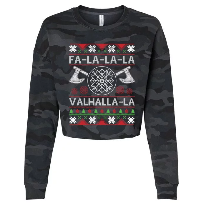 Falalala Valhallala Viking God Ugly Christmas Design Cute Gift Cropped Pullover Crew