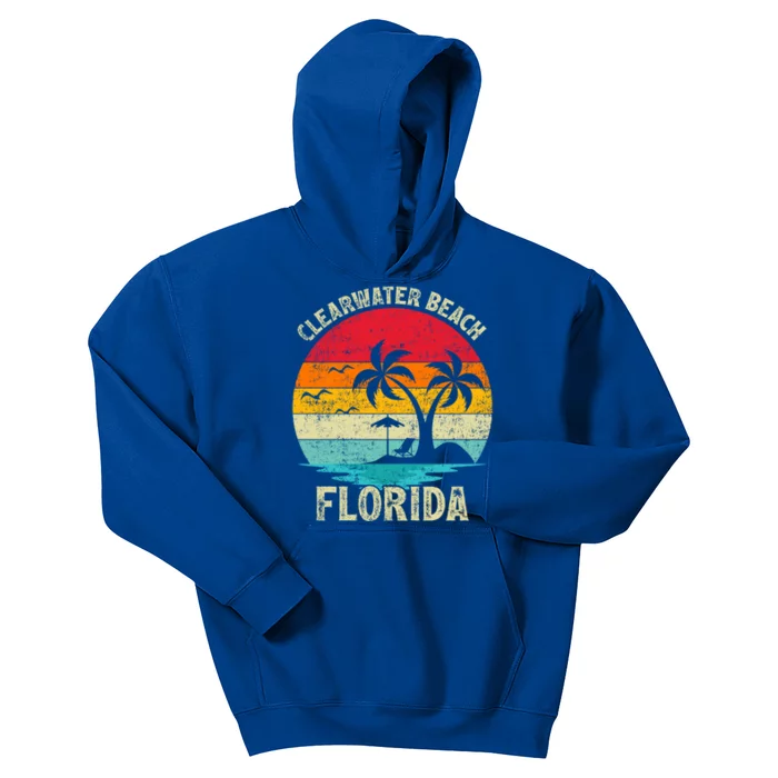 Family Vacation Vintage Retro Florida Clearwater Beach Gift Kids Hoodie