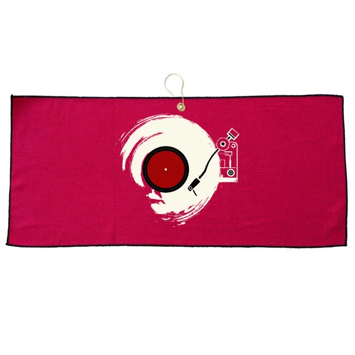 Funny Vintage Vinyl Record Player Sketch Drawing Large Microfiber Waffle Golf Towel