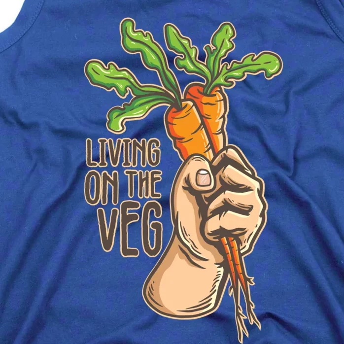 Funny Vegan Vegetarian Pun Tee Living On The Veg Cute Gift Tank Top