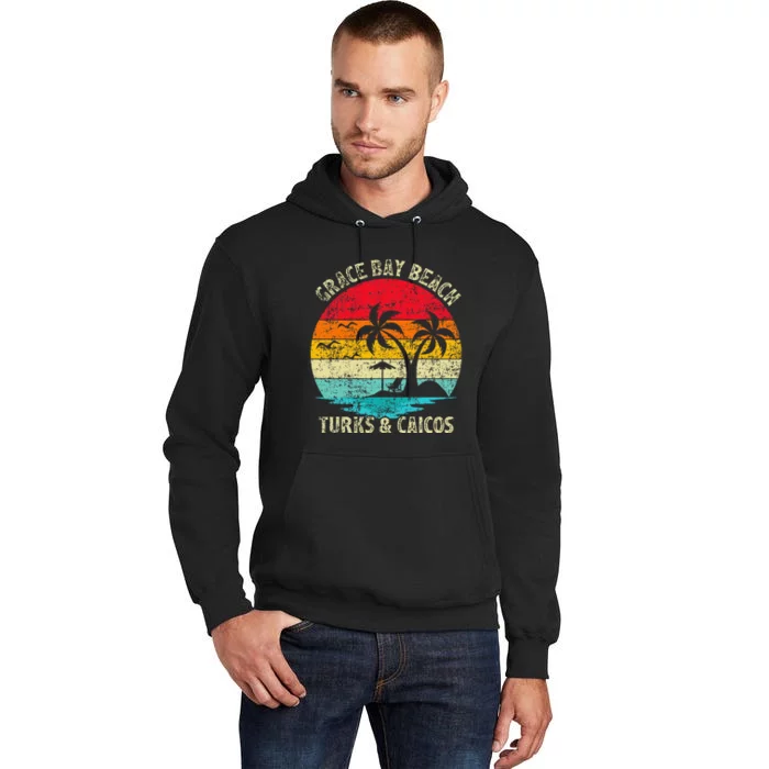 Family Vacation Vintage Turks And Caicos Grace Bay Beach Tall Hoodie