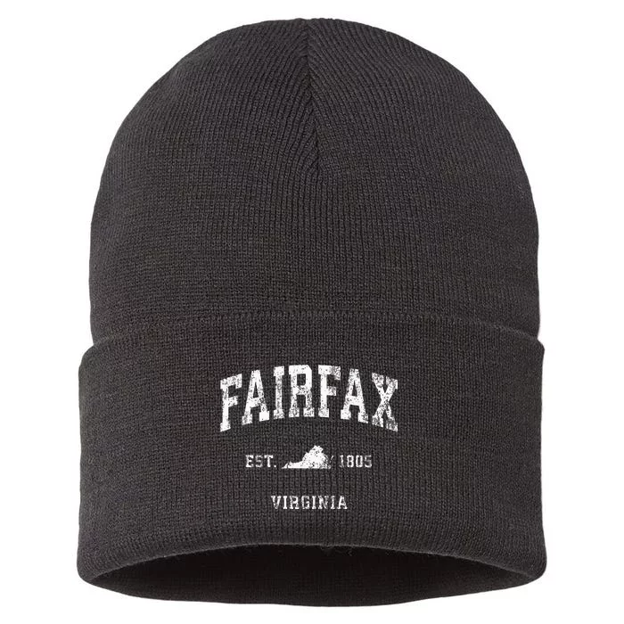 Fairfax Virginia VA Vintage Athletic Sports Sustainable Knit Beanie