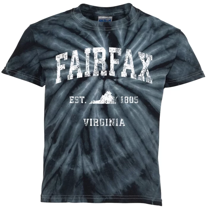 Fairfax Virginia VA Vintage Athletic Sports Kids Tie-Dye T-Shirt