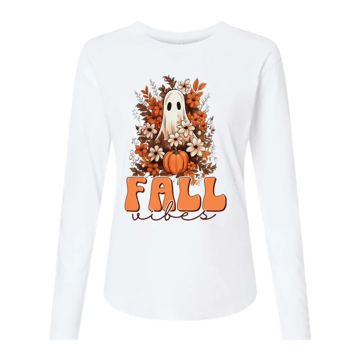 Fall Vibes Vintage Autumn Cute Fall Womens Cotton Relaxed Long Sleeve T-Shirt