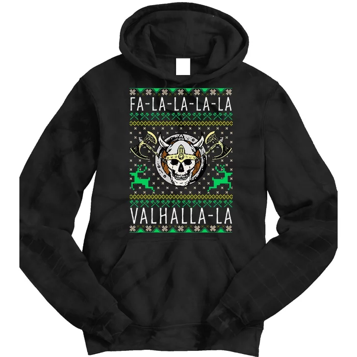 Falalala Valhallala Viking God Ugly Christmas Tie Dye Hoodie