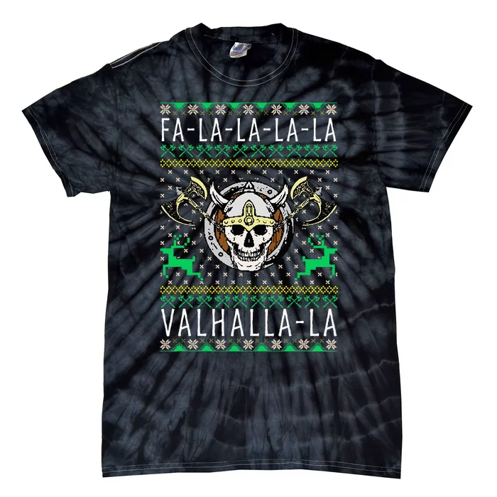 Falalala Valhallala Viking God Ugly Christmas Tie-Dye T-Shirt