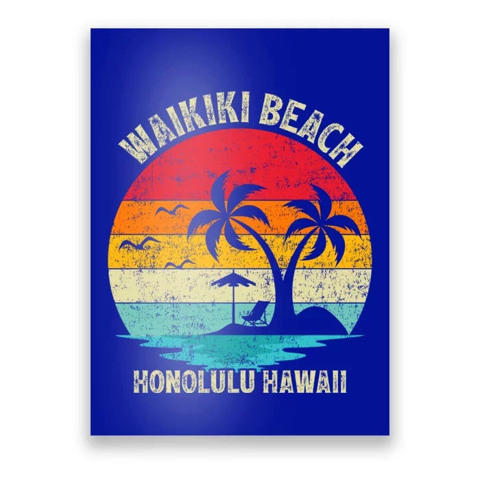 Family Vacation Vintage Retro Honolulu Hawaii Waikiki Beach Gift Poster