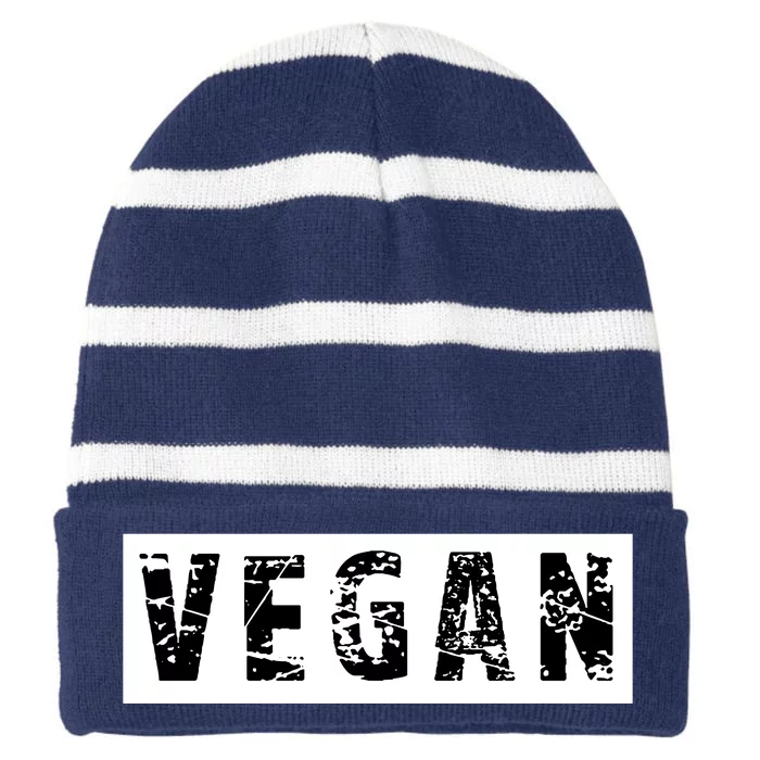 Funny Vegan Vegetarian Funny Veganism Diet Men Women Retro Vegan Diet Striped Beanie with Solid Band