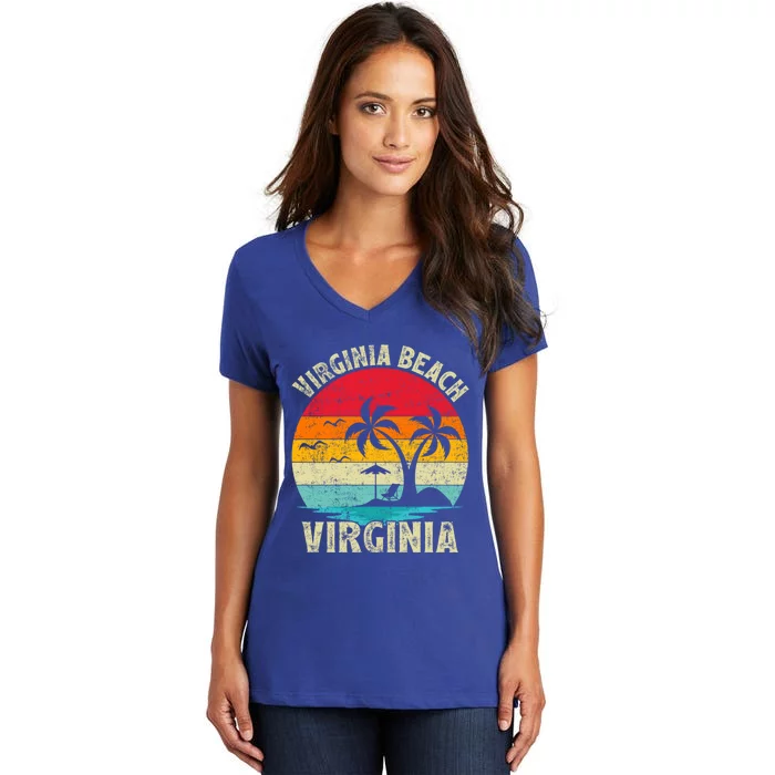 Family Vacation Vintage Retro Virginia Beach Cute Gift Women's V-Neck T-Shirt