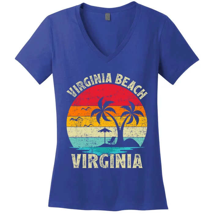 Family Vacation Vintage Retro Virginia Beach Cute Gift Women's V-Neck T-Shirt