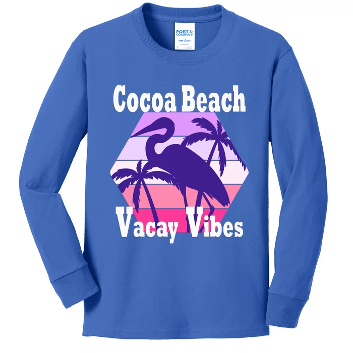 Family Vacay Vibes Cocoa Beach Fun Trip Vacation Mode Gift Kids Long Sleeve Shirt