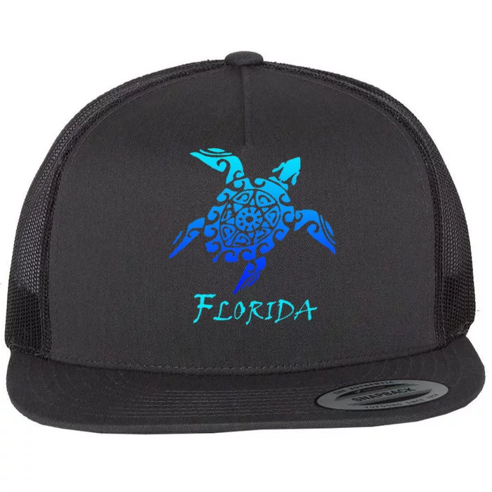 Florida Vacation Vintage Retro Sea Turtle Flat Bill Trucker Hat