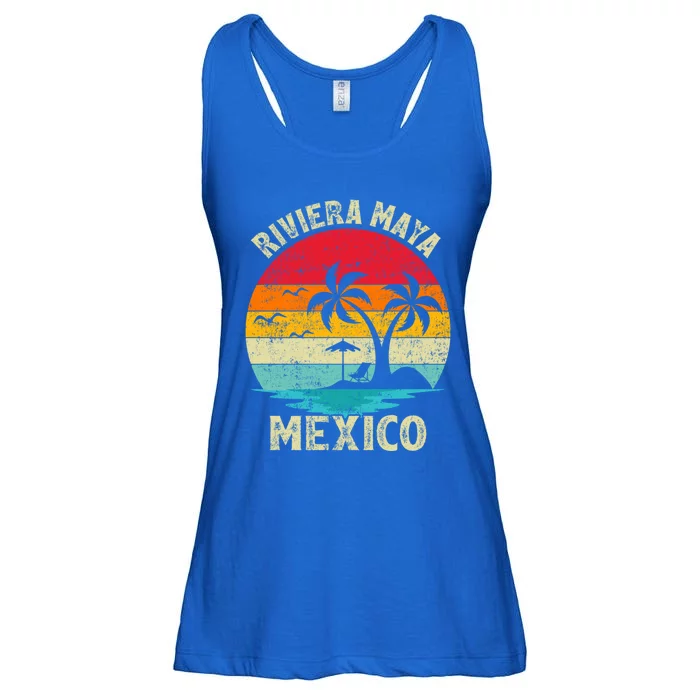 Family Vacation Vintage Retro Mexico Riviera Maya Beach Gift Ladies Essential Flowy Tank