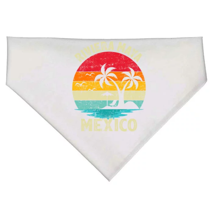 Family Vacation Vintage Retro Mexico Riviera Maya Beach Gift USA-Made Doggie Bandana