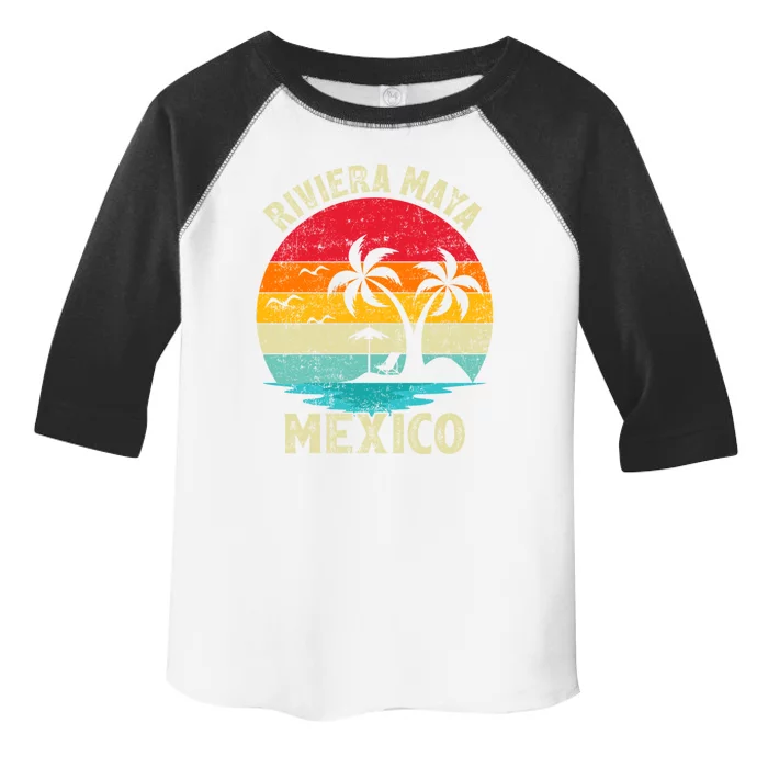 Family Vacation Vintage Retro Mexico Riviera Maya Beach Gift Toddler Fine Jersey T-Shirt