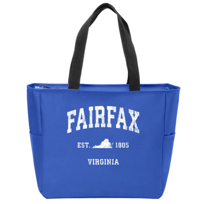 Fairfax Virginia Va Vintage Athletic Sports Zip Tote Bag