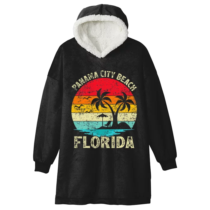 Family Vacation Vintage Retro Florida Panama City Beach Hooded Wearable Blanket