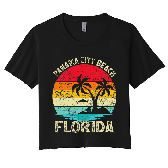 Family Vacation Vintage Retro Florida Panama City Beach Women's Crop Top Tee