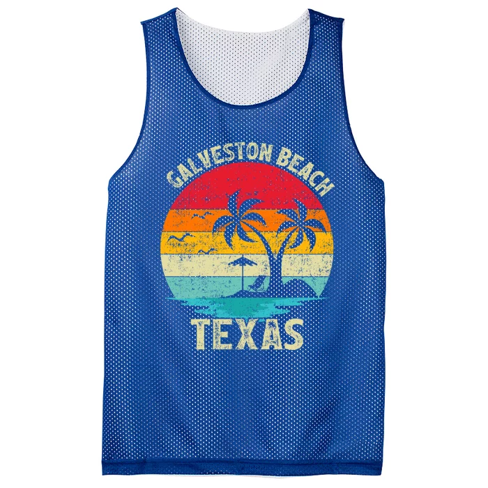 Family Vacation Vintage Retro Texas Galveston Beach Cute Gift Mesh Reversible Basketball Jersey Tank