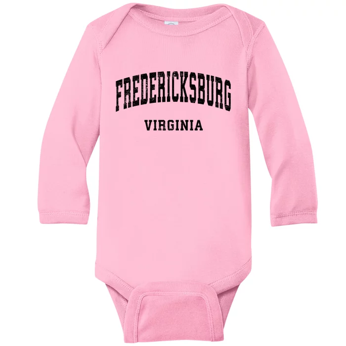 Fredericksburg Virginia Va Vintage Athletic Sports Baby Long Sleeve Bodysuit