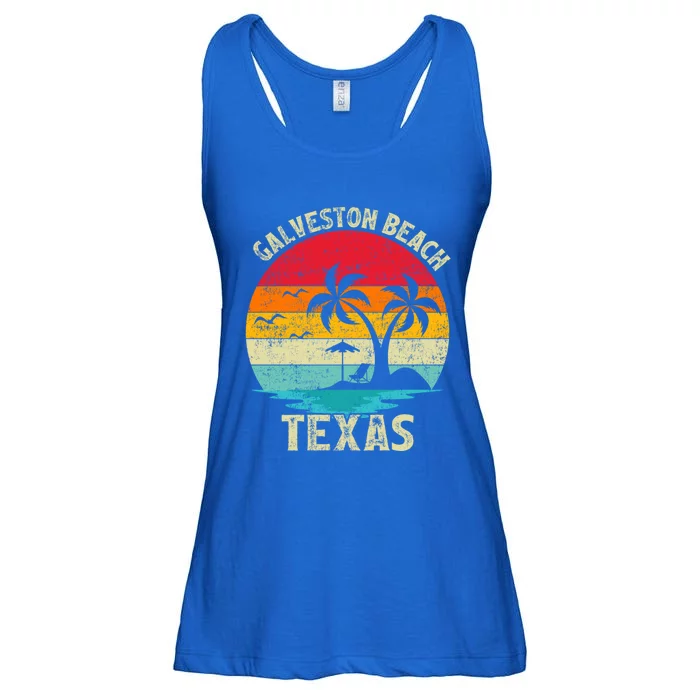 Family Vacation Vintage Retro Texas Galveston Beach Gift Ladies Essential Flowy Tank