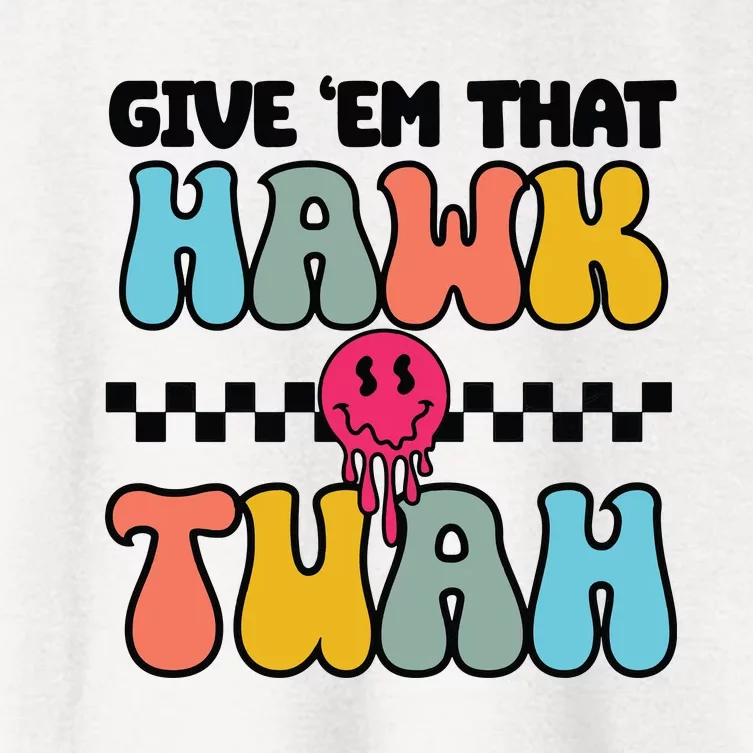 Funny Viral Video Western Humor Country Accent Hawk Tuah Meme Women's Crop Top Tee